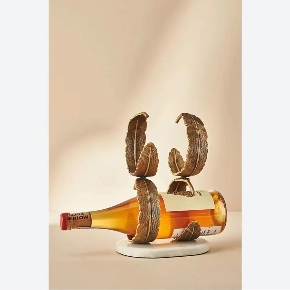 Plume Cast Metal Double Wine Bottle Holder - Gold